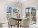 Dining room with a window, sliding glass door, decorative lighting, and comfortable seating at 5367 Heartwood Ln, Denver, NC 28037