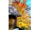 Log home with orange trees next to a roof and gutter that are lined with fall leaves at 5912 Potter S Rd, Waxhaw, NC 28173