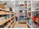 Organized walk-in pantry with wooden drawers, shelves and plenty of storage space at 846 Wriston Pl, Charlotte, NC 28209