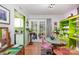 Charming dining area with a view of the backyard, hardwood floors, and colorful decor at 912 Mcalway Rd # D, Charlotte, NC 28211