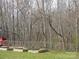 View of the backyard with multiple raised garden beds and bordering trees at 14440 W Highway 55 Hwy, Blacksburg, SC 29702