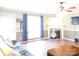 Bright living room boasts hardwood floors, fireplace, and a ceiling fan at 14440 W Highway 55 Hwy, Blacksburg, SC 29702