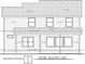 Architectural drawing of the home's rear elevation shows the windows and siding details at 1906 Maius Dr, Conover, NC 28613