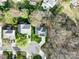 Aerial view of homes with mature trees and lush landscaping near a cul-de-sac street at 227 Tyndale Ct, Waxhaw, NC 28173