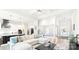 Open concept living area featuring a large sectional sofa, hardwood floors and coffered ceiling at 4034 Sagemont Nw Dr, Concord, NC 28027