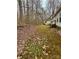 The large backyard surrounded by a forest is covered in moss and leaves, along with an RV and deck at 410 Johnstone Rd, Cleveland, NC 27013