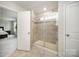 Walk-in shower is the main attraction of this bathroom at 14705 Superior St, Charlotte, NC 28273