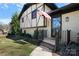 An exterior view of the front door with steps, railing and a small front yard at 2530 31St Street Ne Dr, Hickory, NC 28601