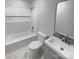 Bright bathroom featuring a shower-tub combo, a modern vanity, and a white tile backsplash at 2725 Fair Oaks Dr, Gastonia, NC 28054