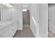 Bathroom featuring double vanity, neutral color scheme, tiled flooring and glass shower at 3069 Founding Fathers Dr # 38, Gastonia, NC 28056