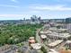 Stunning aerial view of the city skyline nestled among lush greenery and residential areas at 5003 Tiny Ln, Charlotte, NC 28203