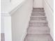 Carpeted staircase with white banister leading to the upper level at 5414 Peachwood Dr, Charlotte, NC 28216