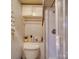 A well-lit bathroom features a shower stall, toilet, cabinet and decorative items at 171 Holly Harbor Trl # B62, Mount Gilead, NC 27306