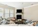 Living room corner featuring a fireplace with a TV, large windows, and comfortable seating at 1915 Colony Line Ct, Charlotte, NC 28210