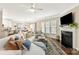 Cozy living room featuring a fireplace, plush furniture, and large windows for ample natural light at 1915 Colony Line Ct, Charlotte, NC 28210