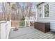 Back deck with white wood railing and outdoor storage at 207 Cypress Dr, Gastonia, NC 28052