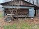 Exterior view of metal shed featuring storage for materials and a corrugated roof at 2211 Unionville Indian Trl, Indian Trail, NC 28079