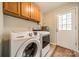 Functional laundry room equipped with modern appliances and storage cabinets, ensuring convenience at 3414 Clearview Dr, Monroe, NC 28110