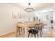 Dining room with decorative lighting, seating for six, and hardwood floors at 3615 Maple Glenn Ln, Charlotte, NC 28226