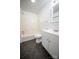 Bathroom with shower-tub combo, hexagon tile flooring, modern vanity, and white subway tile backsplash at 4910 Lailwood Cir, Charlotte, NC 28227