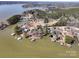 Stunning aerial view of waterfront homes with docks on a picturesque lake community at 604 Fairway Shores Rd, Mount Gilead, NC 27306