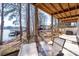 Inviting covered back porch with lake views and outdoor seating area at 604 Fairway Shores Rd, Mount Gilead, NC 27306