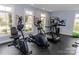 Bright gym featuring modern exercise equipment and ample natural light from large windows at 16116 Lakeside Loop Ln, Cornelius, NC 28031