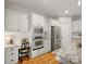 The modern kitchen features stainless steel appliances, an island and lots of cabinet space at 1708 Meadow Crest Ct, Matthews, NC 28104