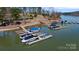 Aerial view of the community boat docks with easy lake access at 2379 Metcalf Dr, Sherrills Ford, NC 28673