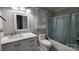 Clean bathroom featuring marble countertop vanity, toilet, and shower-tub combo at 3272 Hunter Ridge Rd, Rock Hill, SC 29732