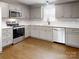 Modern kitchen featuring stainless steel appliances and stylish white cabinetry at 519 N State St, Lincolnton, NC 28092