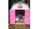 Playful shed featuring pink accents, decorative elements, and a functional interior at 14922 Rolling Sky Dr, Charlotte, NC 28273