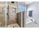 Luxurious shower features tile walls, rainfall shower head, and a convenient built-in niche at 17847 Caldwell Track Dr, Cornelius, NC 28031