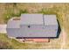 Overhead aerial view of the roof and backyard wooden deck of a well-maintained home at 19 Harolds Ct, Taylorsville, NC 28681