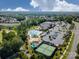 Aerial view showcases community pool, tennis courts, clubhouse, and lush landscaping at 2018 Links View Dr, Fort Mill, SC 29707