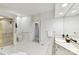 Bright bathroom with a walk-in shower, soaking tub, and ample counter space at 2411 Calais Pl, Charlotte, NC 28211