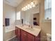 Bathroom with large vanity mirror, soaking tub, and natural light at 3253 Ian Patrick Ave, Kannapolis, NC 28083