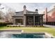 Backyard featuring pool, patio, and screened-in porch offering a serene outdoor living space at 412 Bertonley Ave, Charlotte, NC 28211