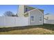 A fenced backyard with patchy dormant grass surrounds the house at 616 Smokehouse Ln, Albemarle, NC 28001