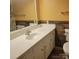 Bathroom vanity with white countertop and integrated sink, complemented by updated wall trim at 1033 College Ave, Shelby, NC 28152