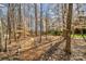 Scenic backyard walking path with stone accents winding through wooded area at 1347 Lightwood Dr, Matthews, NC 28105