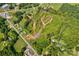 This aerial view captures a vast lot, embraced by flourishing trees and adjacent to a serene road at 1414 S Post Rd, Shelby, NC 28152