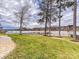 Lush green lawn with mature trees, leading to the serene waterfront, offering a perfect spot for relaxation at 144 Morgan Bluff Rd, Mooresville, NC 28117