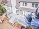 Elevated view of a grey wood deck and patio area with a grill at 17201 Royal Court Dr, Davidson, NC 28036