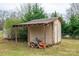 Outdoor storage shed and lawnmower in the backyard at 3155 Ramseur St, Lincolnton, NC 28092