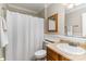 Bathroom with a vanity, toilet, and shower/tub combination for easy cleaning at 7305 Park Vista Cir, Charlotte, NC 28226