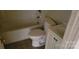Full bathroom with a toilet, vanity, and bathtub with a shower at 819 Circle Vw, Gastonia, NC 28054