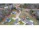 Aerial view showing the property, driveway, and its proximity to nearby homes and roads at 109 Dogwood Dr, Hickory, NC 28601