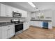 Bright kitchen with stainless steel appliances, modern fixtures, granite countertops, and hardwood floors at 1601 Mooresville Rd, Salisbury, NC 28147