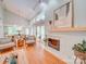Cozy living room featuring a fireplace, skylights, and comfortable seating for relaxation and socializing at 18 Pickett Ave, Spencer, NC 28159